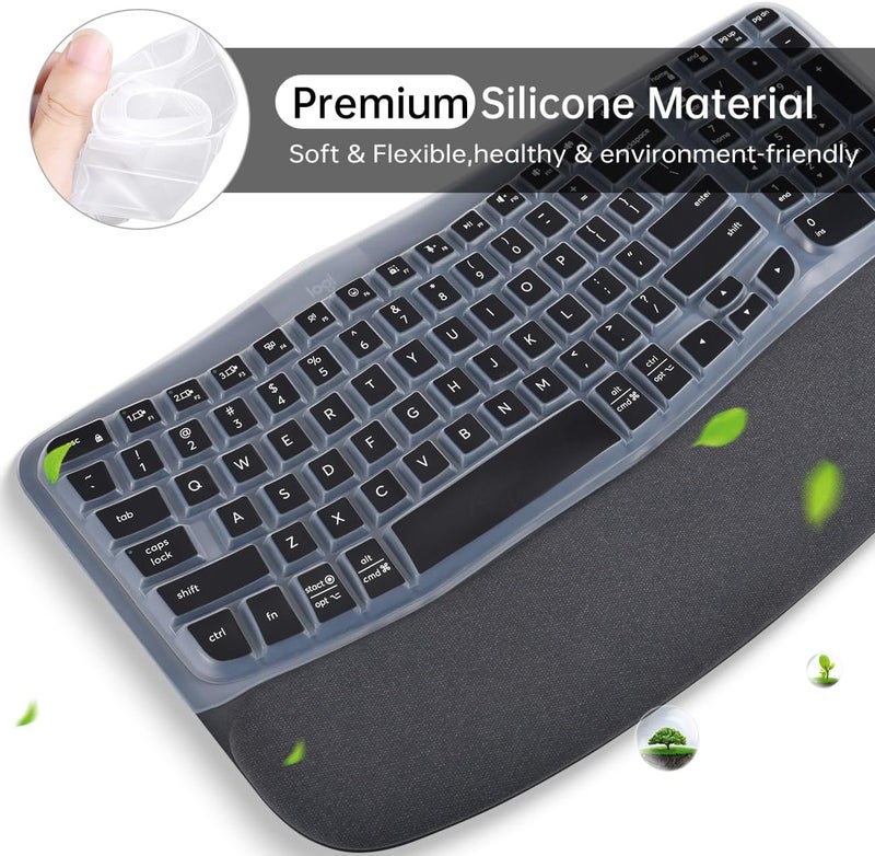 imComor Keyboard Cover for Logitech Wave Keys MK670 Combo Keyboard Skin, Logitech Wave Keys Wireless Ergonomic Keyboard Cover Protector Skin Accessories, Black - Image 3